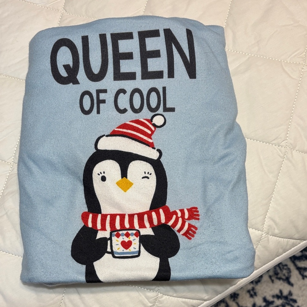 Cuddl Duds Blue Penguin Pajama Top